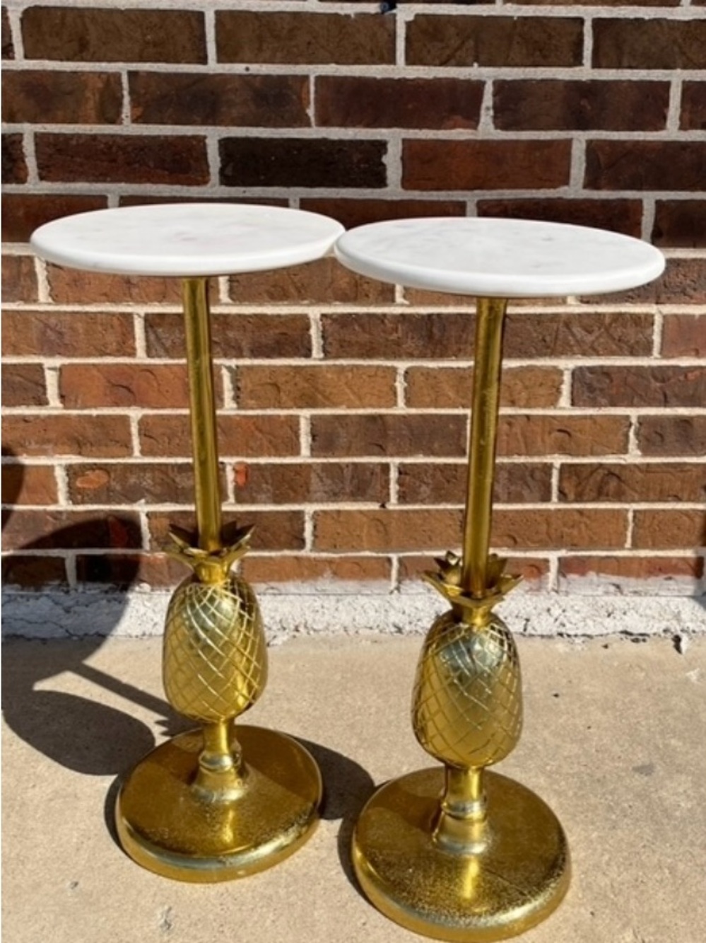 ONE Gold Pineapple Accent Side Table with White Top